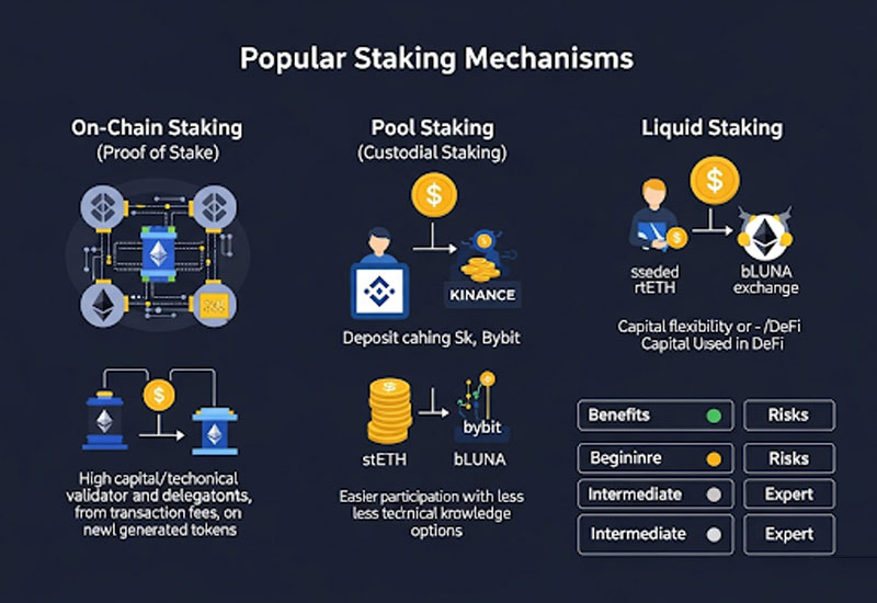 Các mô hình cơ chế staking phổ biến