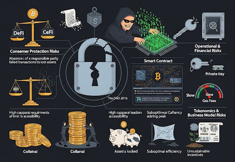 Những rủi ro và hạn chế khi tham gia DeFi Những rủi ro và hạn chế khi tham gia DeFi