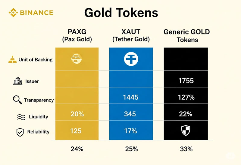 Các loại mã vàng phổ biến trên Binance