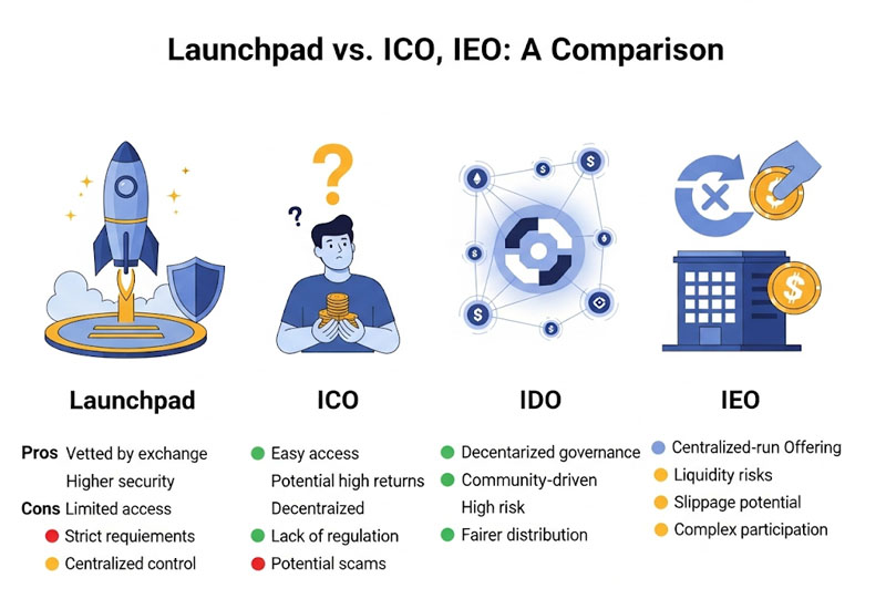 Launchpad khác gì so với ICO IDO IEO