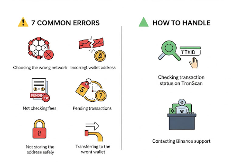 Lỗi thường gặp khi tạo & sử dụng ví ustd trc20 binance