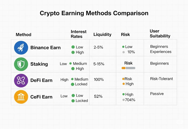 So sánh Binance Earn với Staking & các sản phẩm đầu tư khác