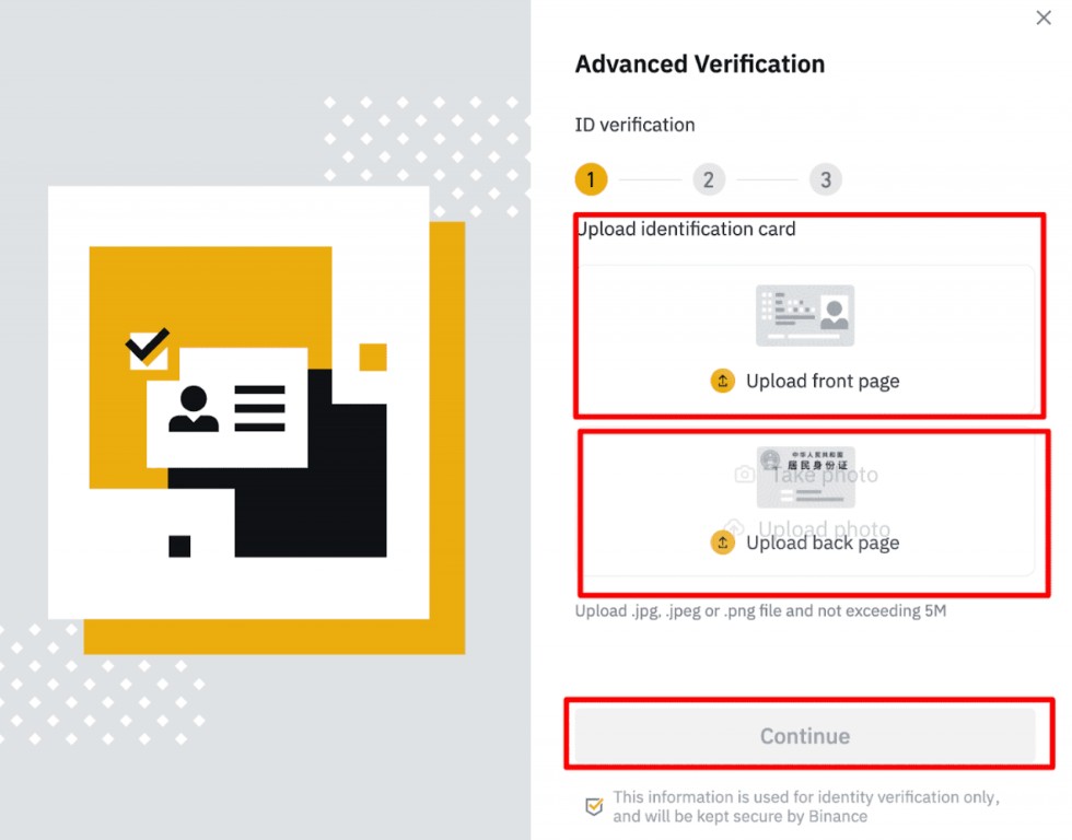 Up giấy tờ tùy thân để xác minh KYC Binance
