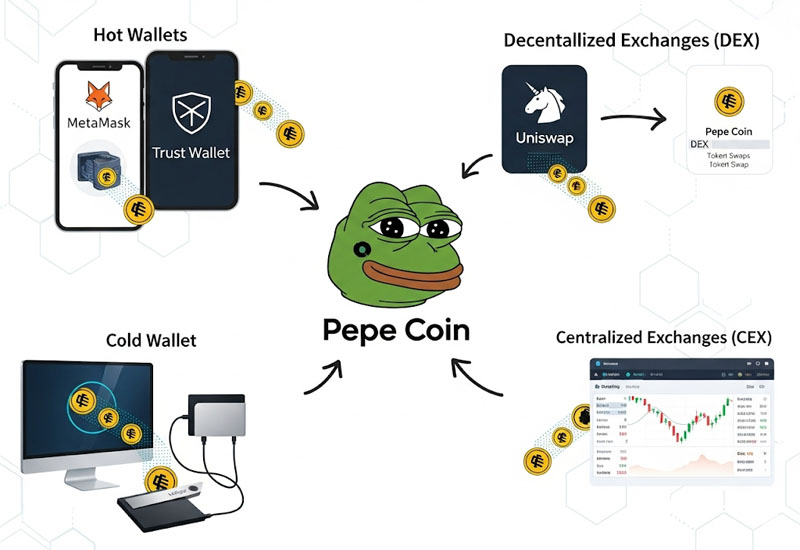 Cách lưu trữ và giao dịch PEPE Coin