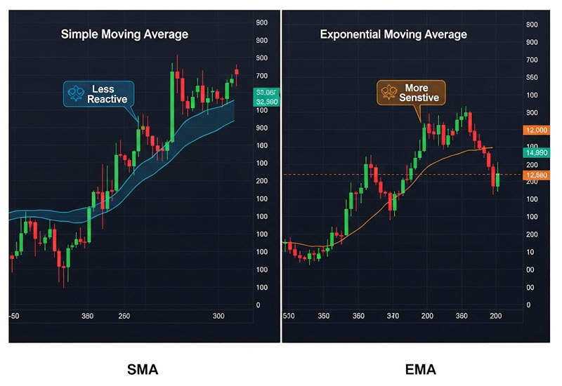 Cách nhận biết MACD trên biểu đồ & Phân biệt EMA – SMA