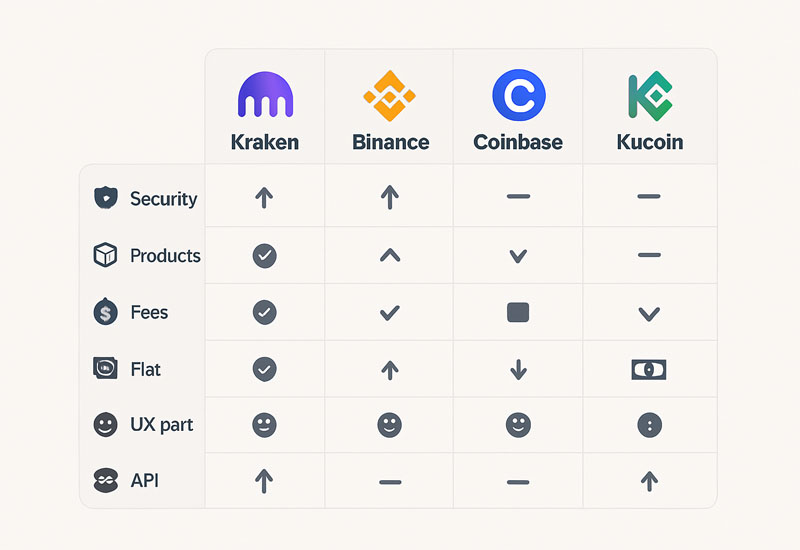 So sánh Kraken với các sàn giao dịch lớn khác
